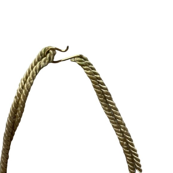 Pearl Color Glass Bead Necklace with Gold Cord and Metal Embellishments - Picture 5 of 5